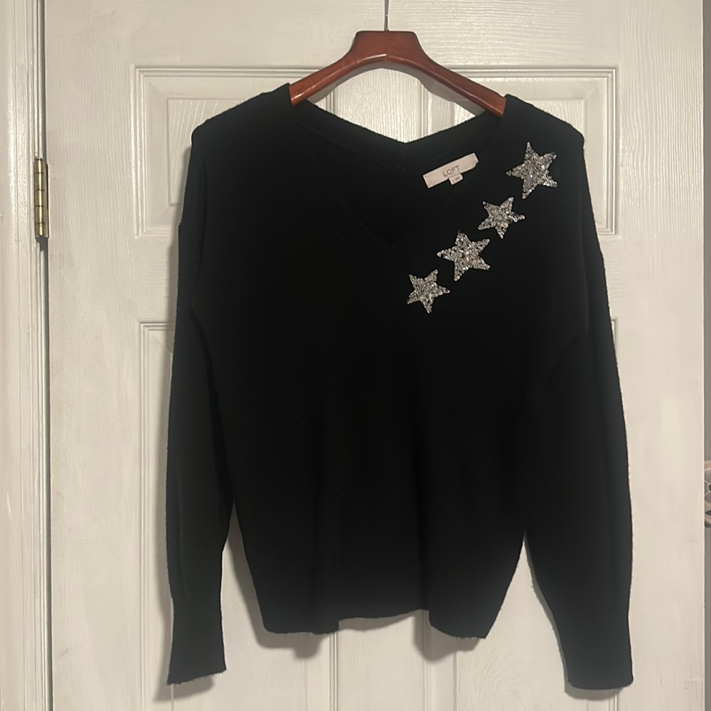 Loft black star sweater